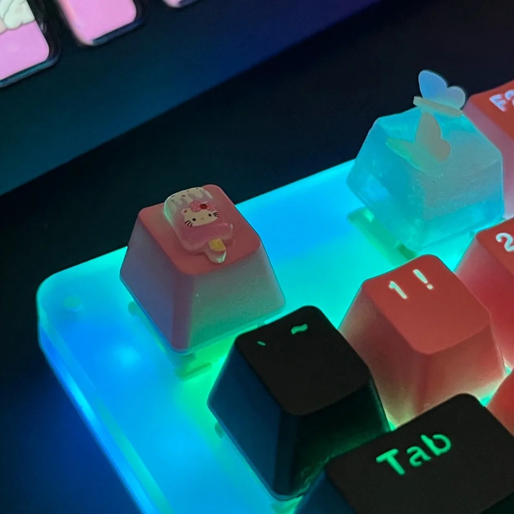 Cute Pink Cat Popsicle Kawaii Keycap, for OEM Switches